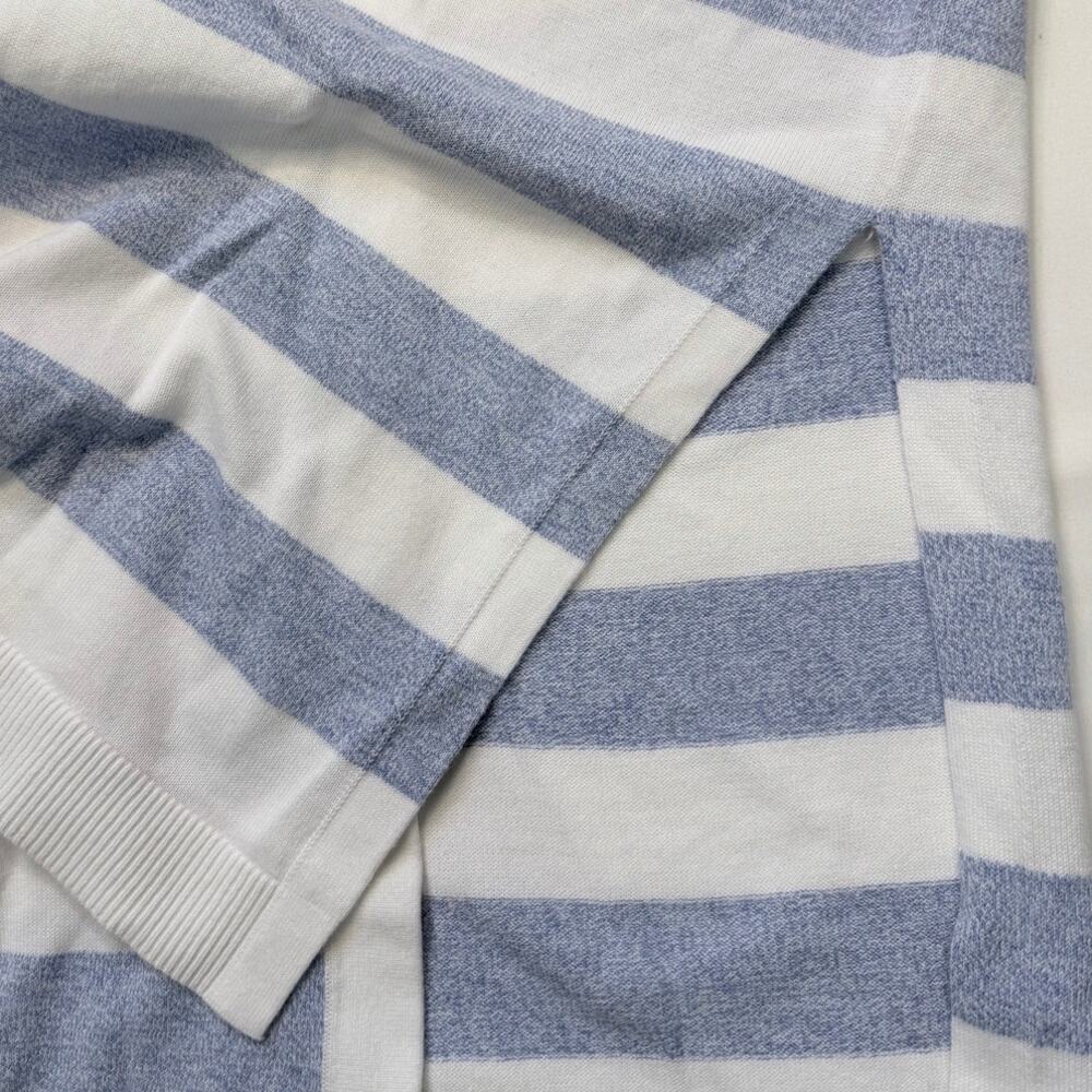 Talbots Longline Cardigan Duster Size Small Blue White Stripe 100% Pima Cotton - Picture 9 of 13